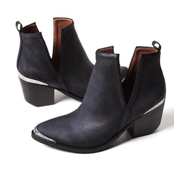 Jeffrey Campbell Cromwell black leather pointed toe Western Boots size 7 - Picture 1 of 7